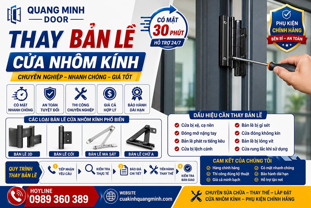 thay bản lề cửa nhôm kính