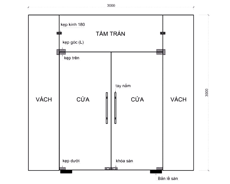 Bản vẽ cửa kính mở