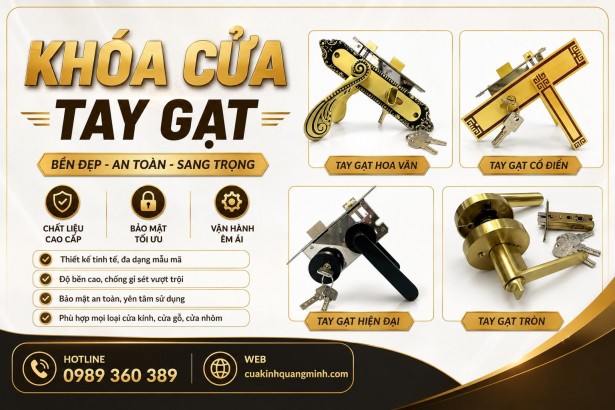 Khóa Cửa Nhôm Tay Gạt Là Gì? Phân Loại, Cấu Tạo, Cách Chọn & Báo Giá 2026