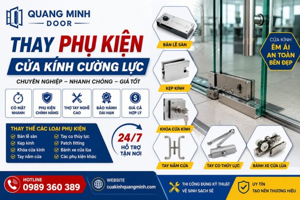 Thay Phụ Kiện Cửa Kính Cường Lực Chuyên Nghiệp - Giá Rẻ